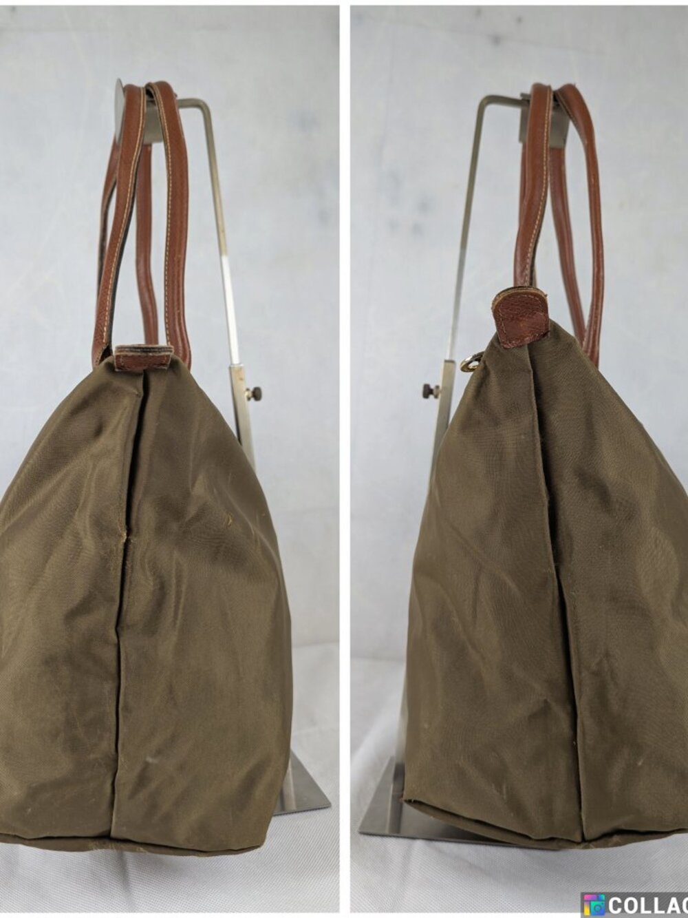 Authentic Longchamp Le Pliage Tote Nylon Shoulder Bag Green Made in China. - Picture 7 of 16
